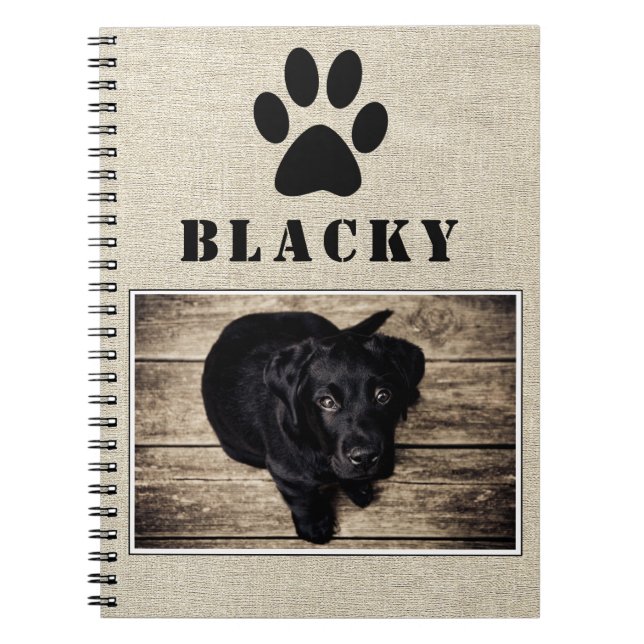 Hunde Welpe Paw Foto und Name Rustikal Notizblock (Vorderseite)
