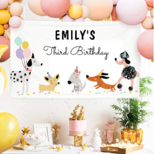 Hunde Welpe Pawty Modern Birthday Background Banne Banner