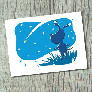 Hunde Welpe Shooting Star Night Blue Starry Sky Postkarte
