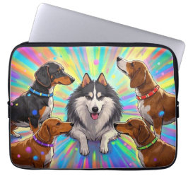 Hunde Welpen mit Regenbogenuntergrund Laptopschutzhülle