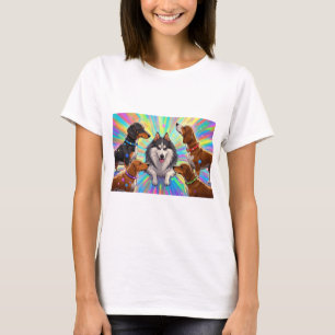 Hunde Welpen mit Regenbogenuntergrund T-Shirt