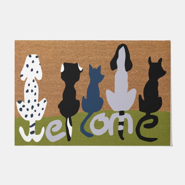 Hunde willkommen | Dog Lover Gift | Haustier Fußmatte (Vorderseite)