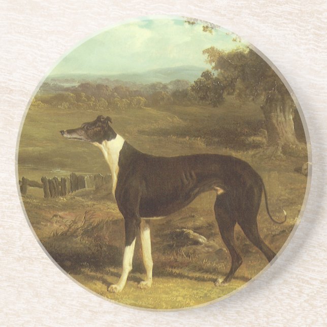 Hunde, Windhund und Spaniel, Doctor Fop by Herring Sandstein Untersetzer (Vorne)