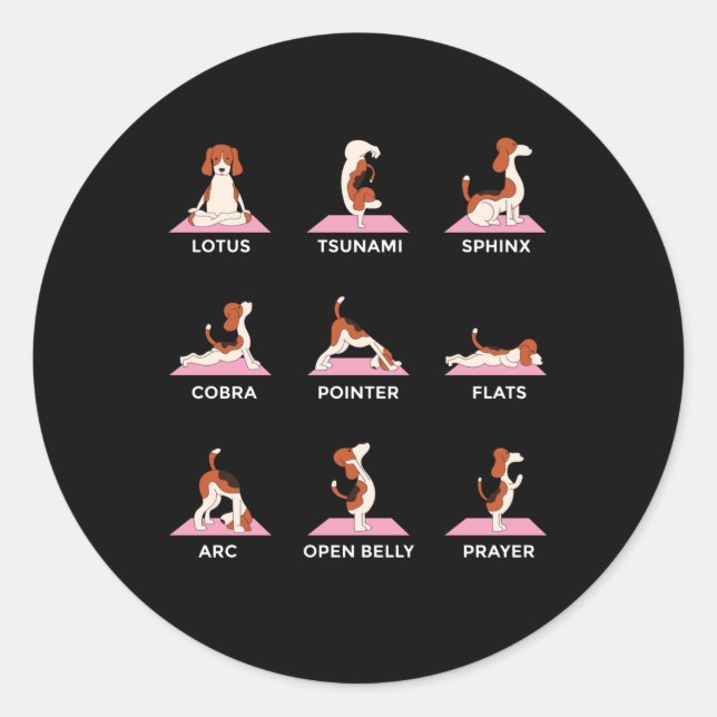 Hunde Yoga Posen Funny Gift Runder Aufkleber (Vorderseite)