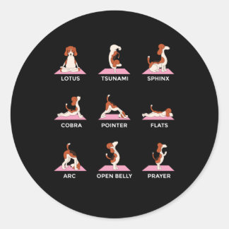 Hunde Yoga Posen Funny Gift Runder Aufkleber