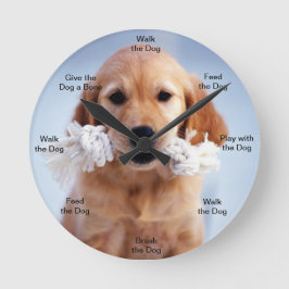 Hunde-Zeit-Uhr Goldener Welpe Runde Wanduhr