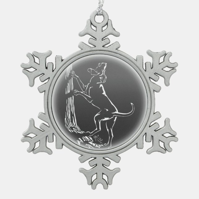 Hunde Zierbäume Jagd Hunde Kunst dekoration Schneeflocken Zinn-Ornament (Vorderseite)
