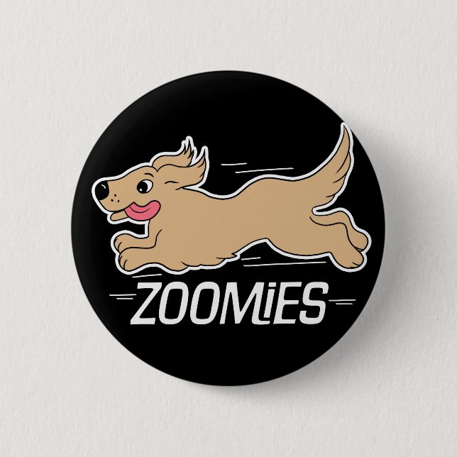 Hunde Zoomies Funny Black Button (Vorderseite)