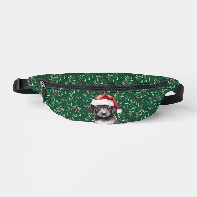 Hunde zu Weihnachten, grün und rot Bauchtasche (Vorderseite)