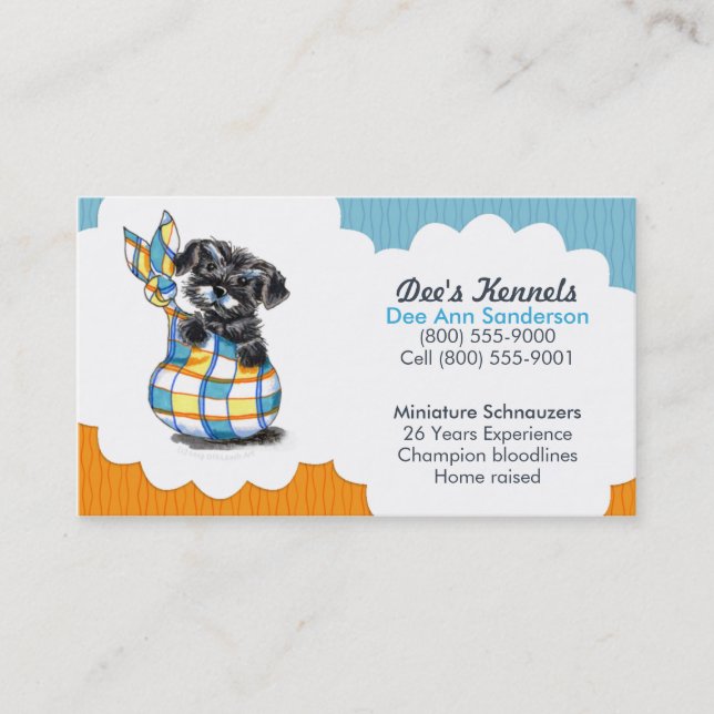 Hunde Züchter Schnauzer Welpe Blue Citrus Visitenkarte (Vorderseite)