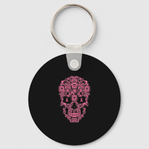 Hunde Zucker Skull rosa Ribbon Brustkrebs Schlüsselanhänger