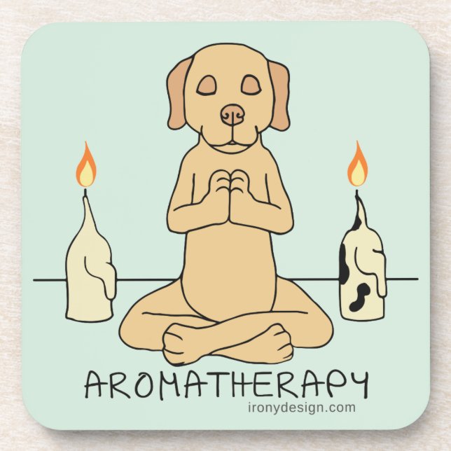 Hundearomatherapy-Meditations-lustiger Cartoon Getränkeuntersetzer (Vorderseite)