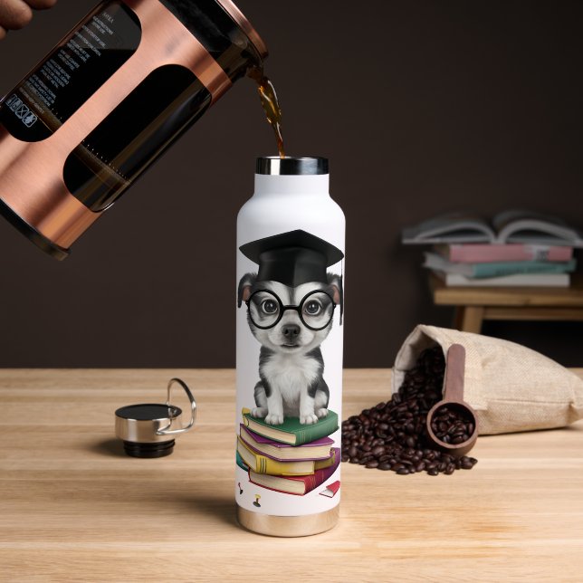 Hundeaufkleber für intelligente Abschluss - Niedli Trinkflasche (Kaffee (gedreht))