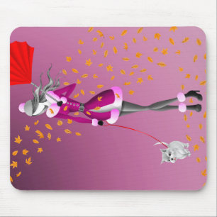 Hundeausführer Herbstblätter Rosa Mousepad