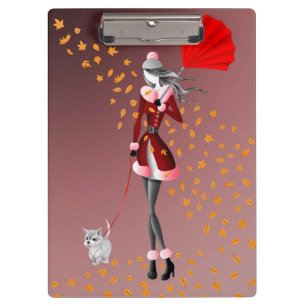 Hundeausführer Herbstblätter Rot Klemmbrett