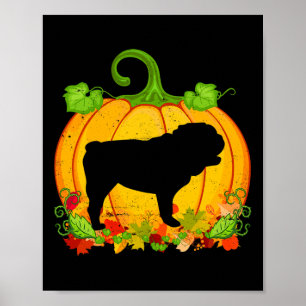 Hundebesitzer Halloween Kostüm English Bulldog Poster