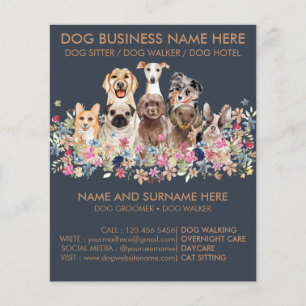 Hundebetreuung Navy und Braun Dienstleistung Hunde Flyer