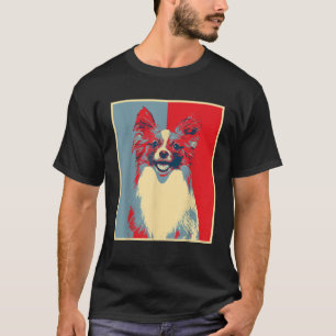 Hundebild Vintage Silhouette Papillon T-Shirt