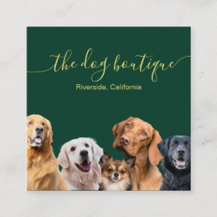 Hundeboutique-Geschäftskarte Smaragdgrün & Gold Telefonnummerkarte