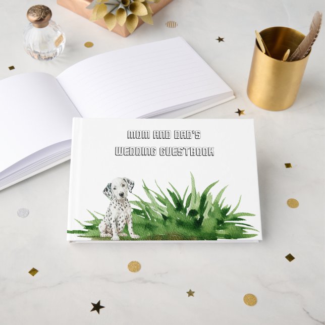 Hundebraut und Bräutigam Haustier Hochzeit Gästebuch (Vorderseite Offen)