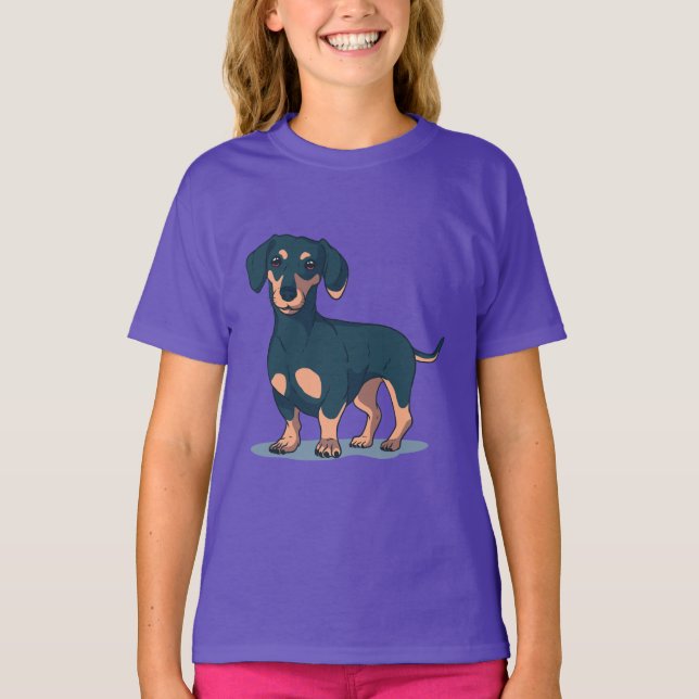 Hundedesign für coole Schwarze Dackel T-Shirt (Vorderseite)