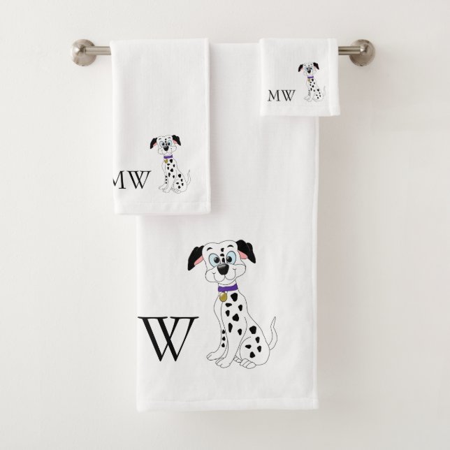 Hundedesign für mit Monogramm Dalmatiner Badhandtuch Set (Insitu)