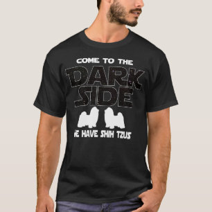 Hundedunkle Seiten-lustiges Geschenk Shih Tzu T-Shirt