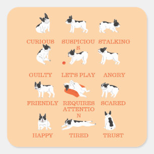Hundeemotion quadratischer aufkleber