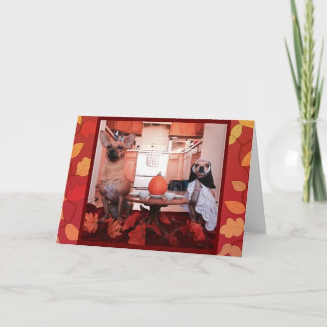 HundeErntedank Feiertagskarte (Vorderseite)