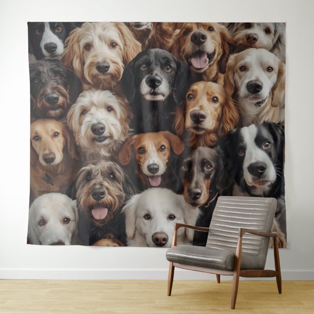 Hundefaces Tapestry Wandteppich (Beispiel (Horizontal))