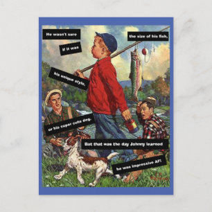 Hundefischen - Vintag Funny - Beeindruckender AF Postkarte