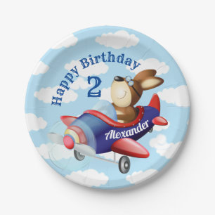 Hundeflugzeug-Kindergeburtstag-Party Pappteller