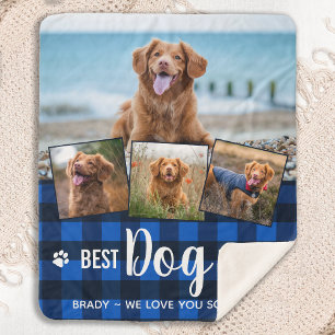 Hundefreund Blau Buffalo Karo Persönliches Foto-Ko Sherpadecke