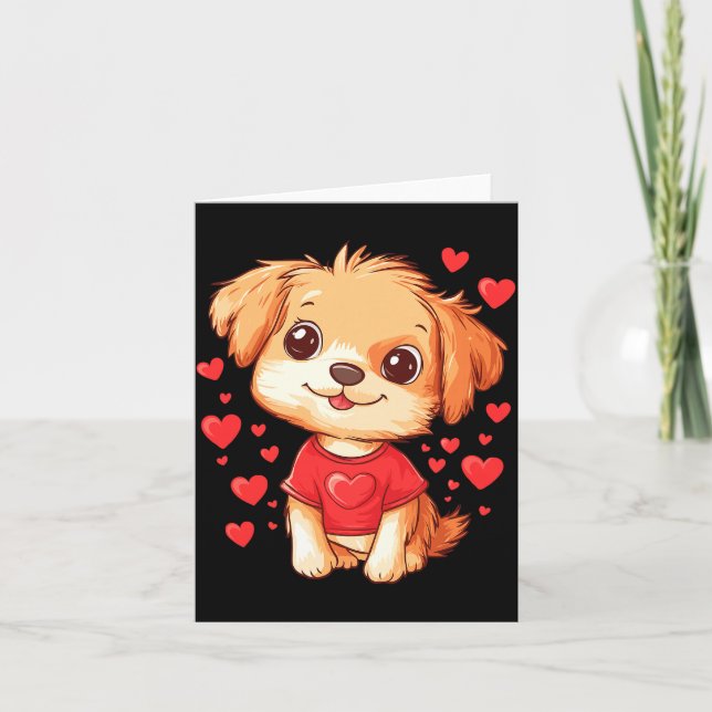 Hundefreund Herz Mädchen Welpen Valentinstag Fraue Karte (Vorderseite)