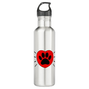 Hundefreund Herz und Pfotenabdruck Edelstahlflasche