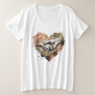 Hundefreund Mensch-Tier-Bindung Aquarell-Herz Große Größe T-Shirt