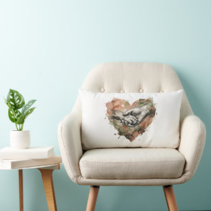 Hundefreund Mensch-Tier-Bindung Aquarell-Herz Lendenkissen