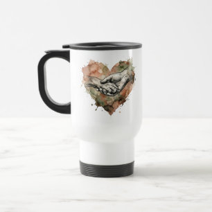 Hundefreund Mensch-Tier-Bindung Aquarell-Herz Reisebecher