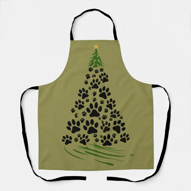 Hundefreund Pfotenabdruck Weihnachtsbaum 6 Schürze (Vorderseite)