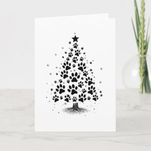 Hundefreund Pfotenabdruck Weihnachtsbaum Dankeskarte