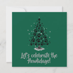 Hundefreund Pfotenabdruck Weihnachtsbaum Einladung