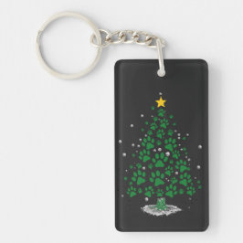 Hundefreund Pfotenabdruck Weihnachtsbaum Schlüsselanhänger