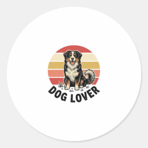 Hundefreund Vintage-Stich Cuter Hund Sonnenunterga Runder Aufkleber