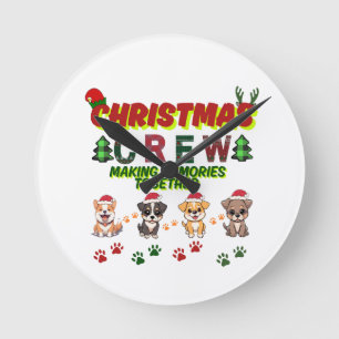Hundefreund Weihnachten Familie-Weihnachts-Crew Hu Runde Wanduhr