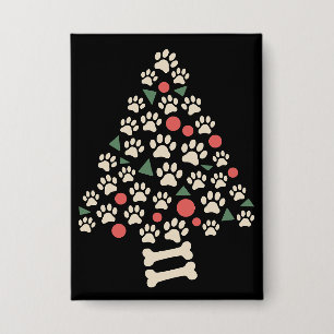 Hundefreund Weihnachten Pfoten Baum Pfoten Feierta Button