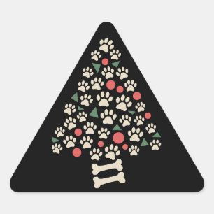 Hundefreund Weihnachten Pfoten Baum Pfoten Feierta Dreieckiger Aufkleber