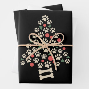 Hundefreund Weihnachten Pfoten Baum Pfoten Feierta Geschenkpapier Set