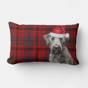 Hundefreund Weihnachten Wolfshund Rot Kariert Lendenkissen