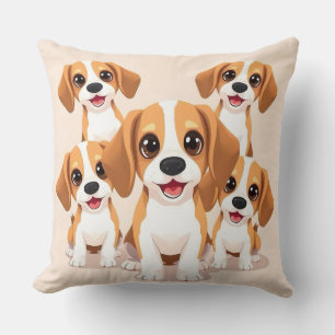 Hundefreunde – AI-Cartoon-Beagle-Illustration Kissen