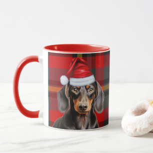 Hundefreundes rotes Karo glatter Dachshund Feierta Tasse